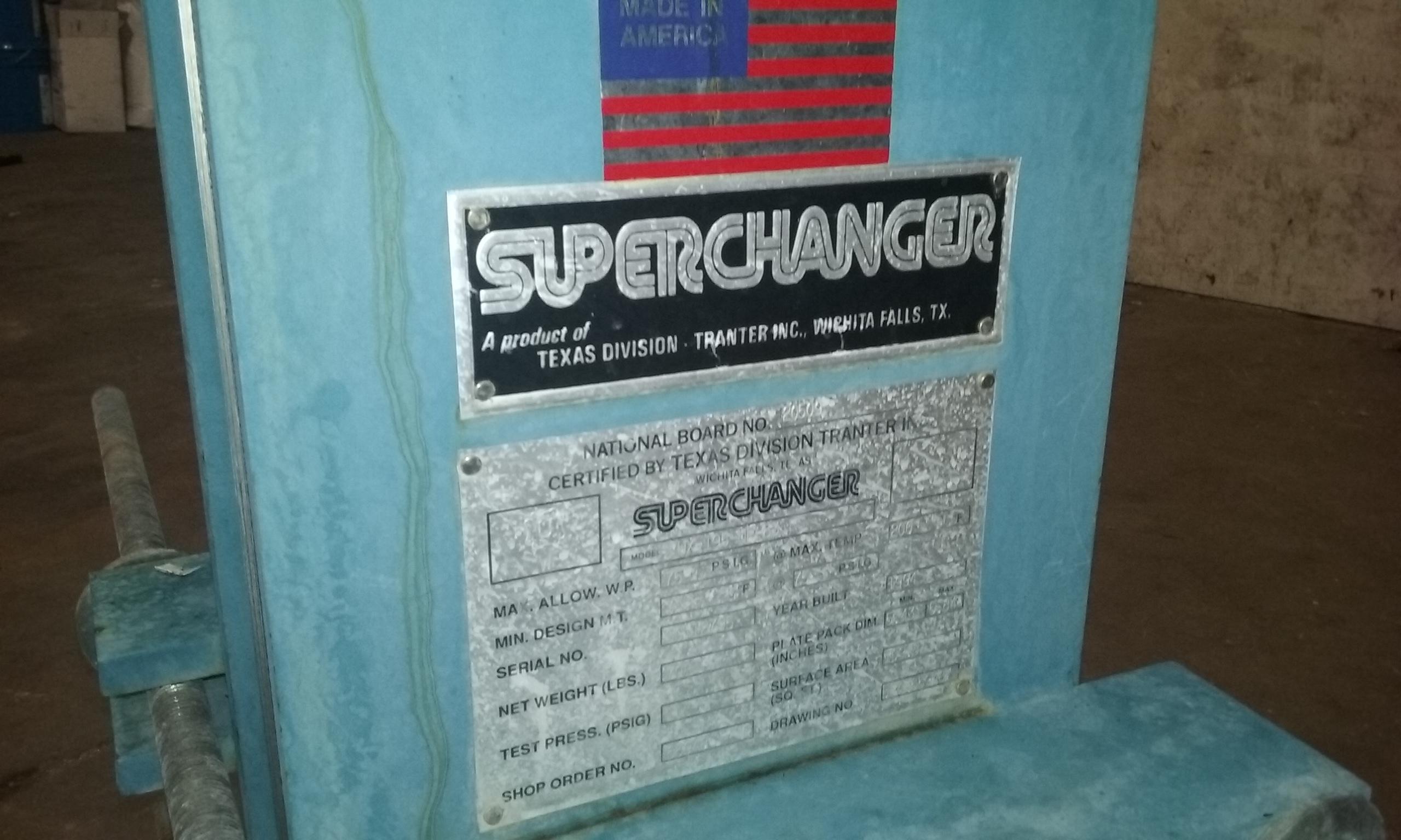 Used 109.8 SQ. FT. TRANTER SUPER CHANGER PLATE HEAT EXCHANGER