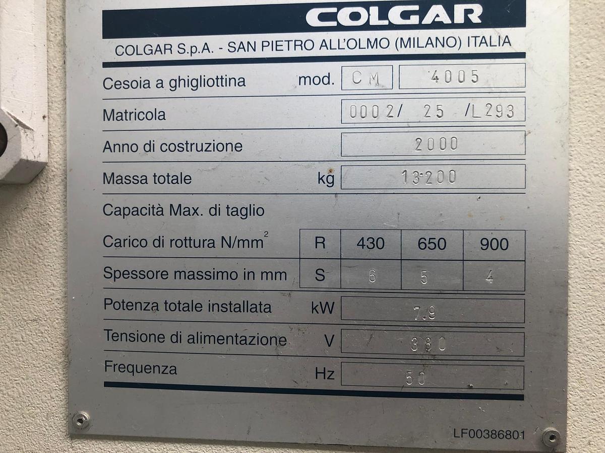 Usato CESOIA COLGAR CM 4005 SOSTEGNO LAMIERA