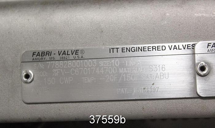 Used Fabri 10" Hand Operated Knife Gate Valve, C6701744700 #37559