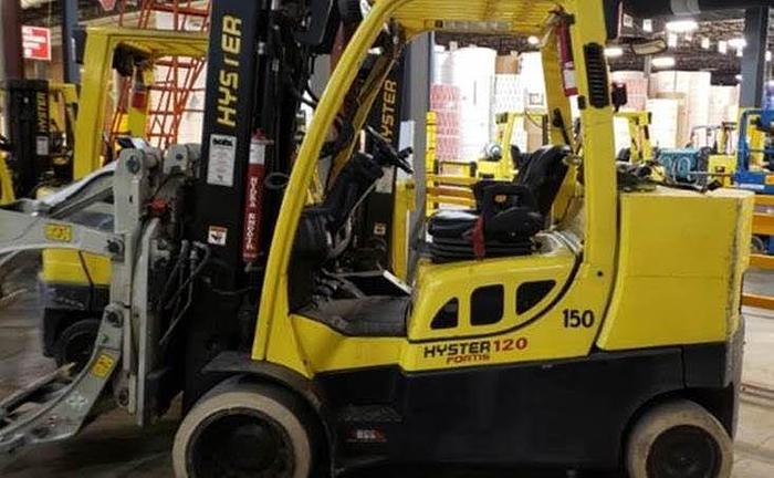 Used 12,000 POUND HYSTER ROLL CLAMP TRUCK MODEL S120FTPRS W/ 60" CLAMP MFG. 2013