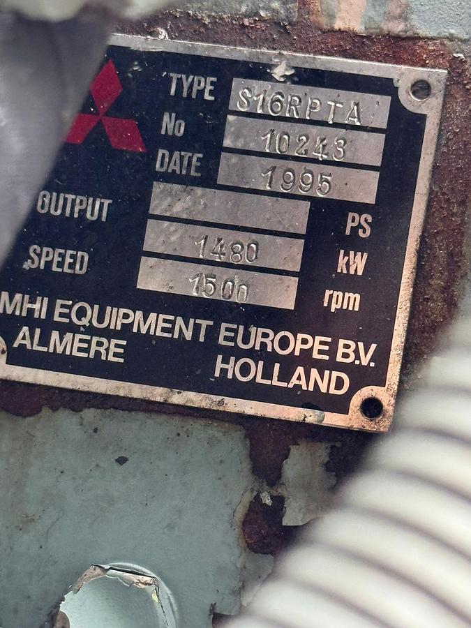 Used 1995 Mitsubishi S16R-PTA Diesel Generator 1.5 MW