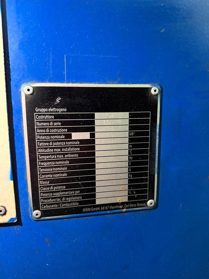 Used MWM TCG 2020 V16 Natural Gas Generating Set 2013 YOM