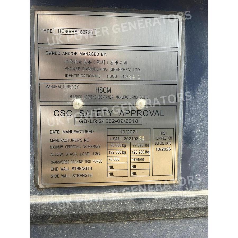 2021 MTU 20V4000L64FNER New Gas Generator Containerised Package