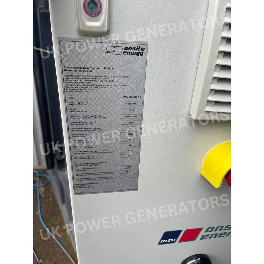 2021 MTU 20V4000L64FNER New Gas Generator Containerised Package