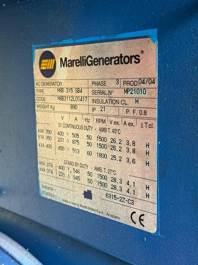 Used 2004 MAN Containerised Gas Generator 280 kW