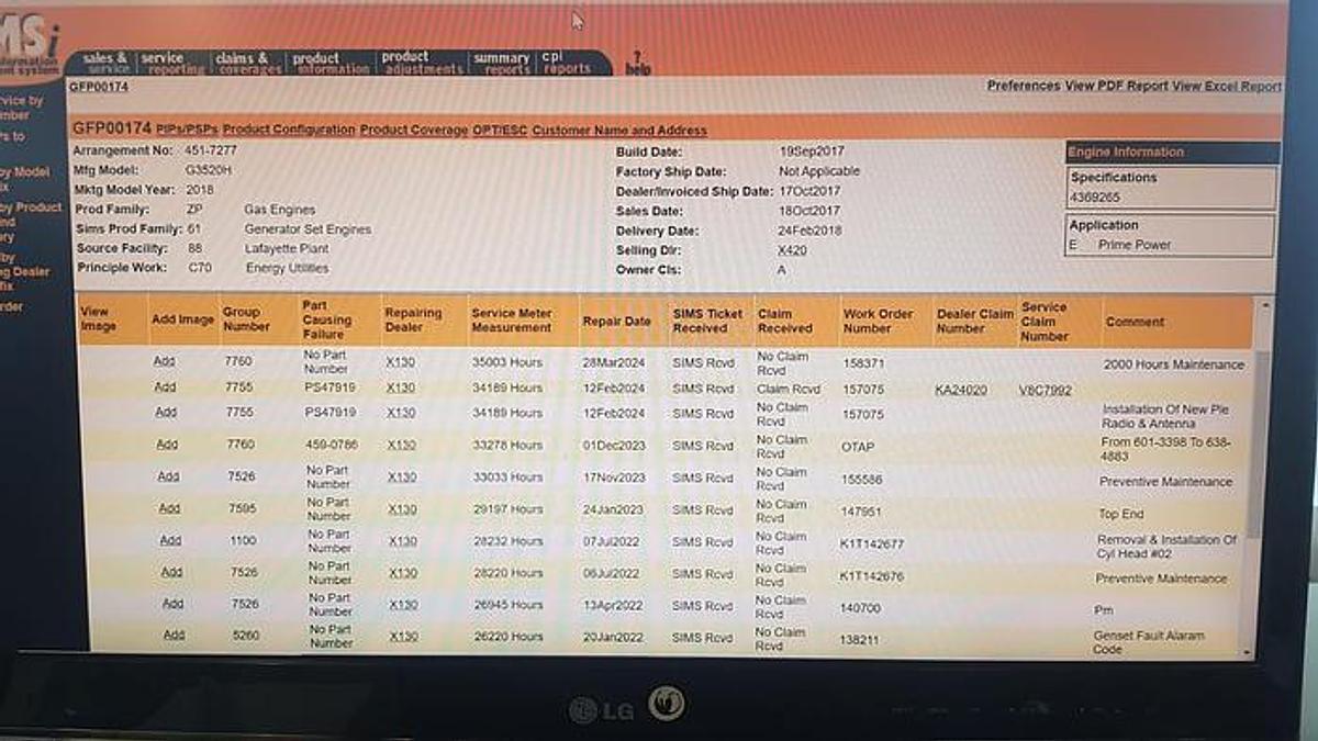 Used 2017 Caterpillar G3520H Gas Generator 2.5MW