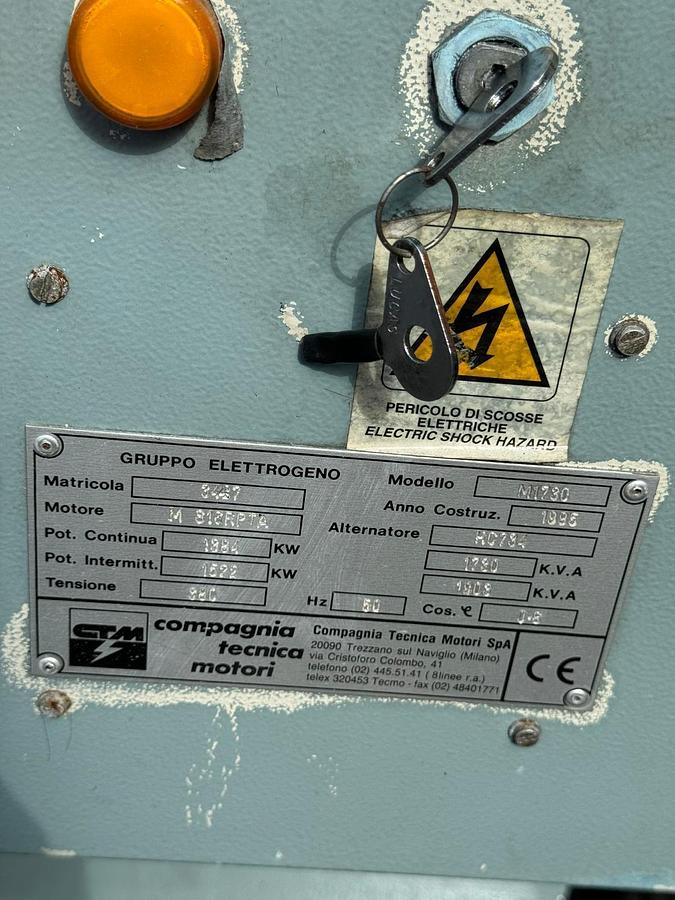 Used 1995 Mitsubishi S16R-PTA Diesel Generator 1.5 MW