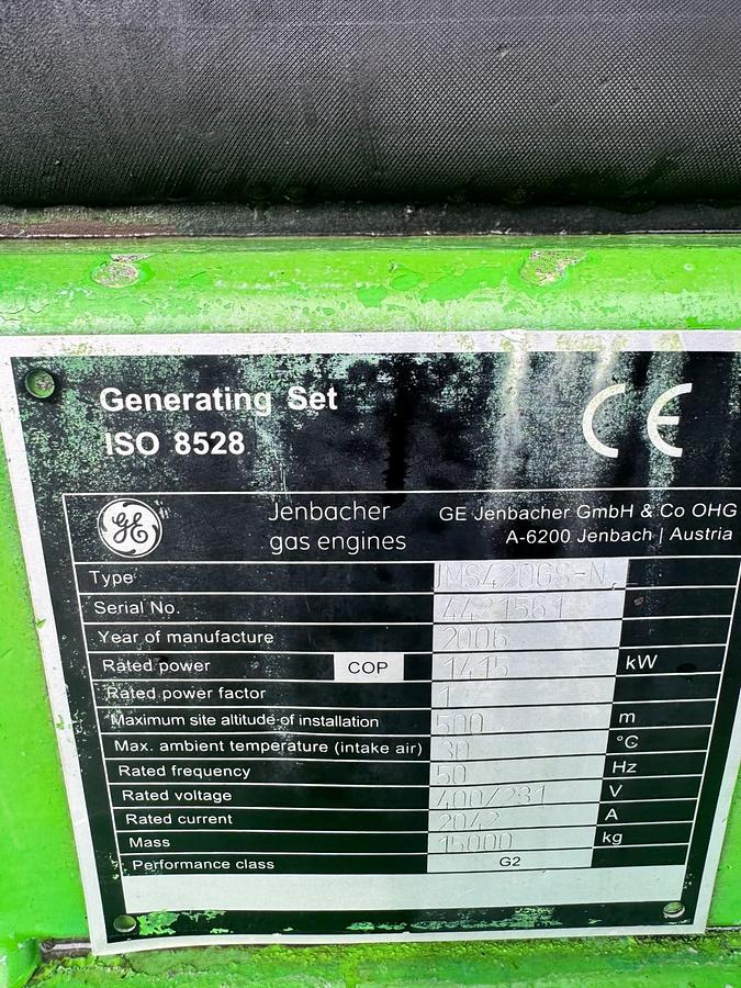 Used 2006 Jenbacher Jenbacher JMS420GS- N. L 1415 kW Natural Gas Generating Set