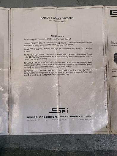 Used SPI Radius & Angle Dresser