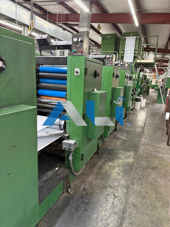 Used 1992 RDP 200 Pressure Sealer Press with Interflex Double Coater 6 Color Press (6 color double numbering front & bock) 22” x 20.5” web width