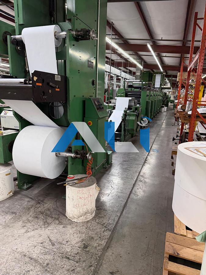 Used 1992 RDP 200 Pressure Sealer Press with Interflex Double Coater 6 Color Press (6 color double numbering front & bock) 22” x 20.5” web width