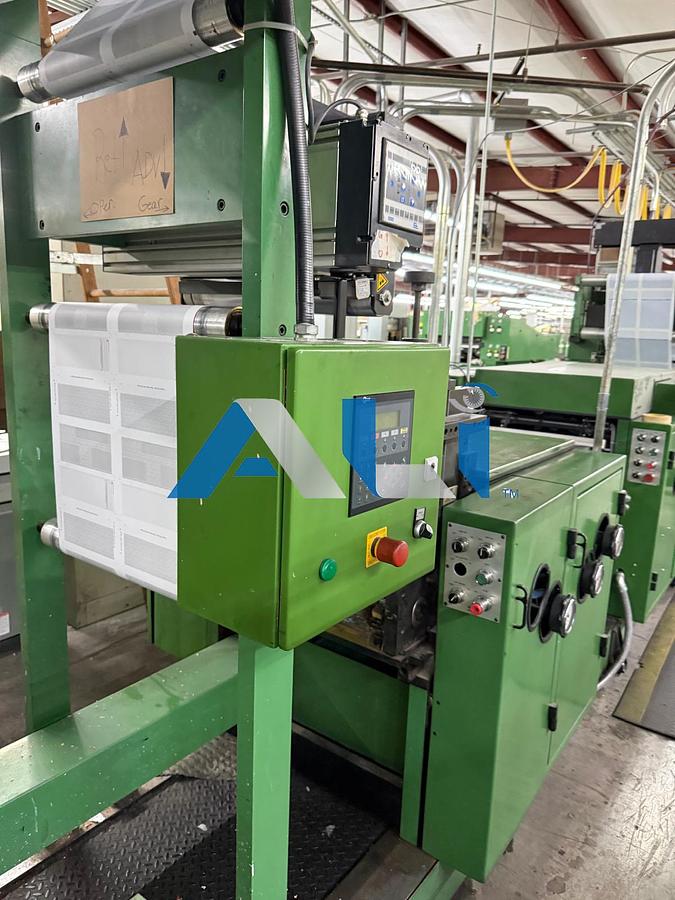 Used 1992 RDP 200 Pressure Sealer Press with Interflex Double Coater 6 Color Press (6 color double numbering front & bock) 22” x 20.5” web width