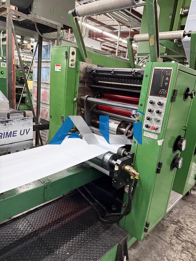 Used 1992 RDP 200 Pressure Sealer Press with Interflex Double Coater 6 Color Press (6 color double numbering front & bock) 22” x 20.5” web width