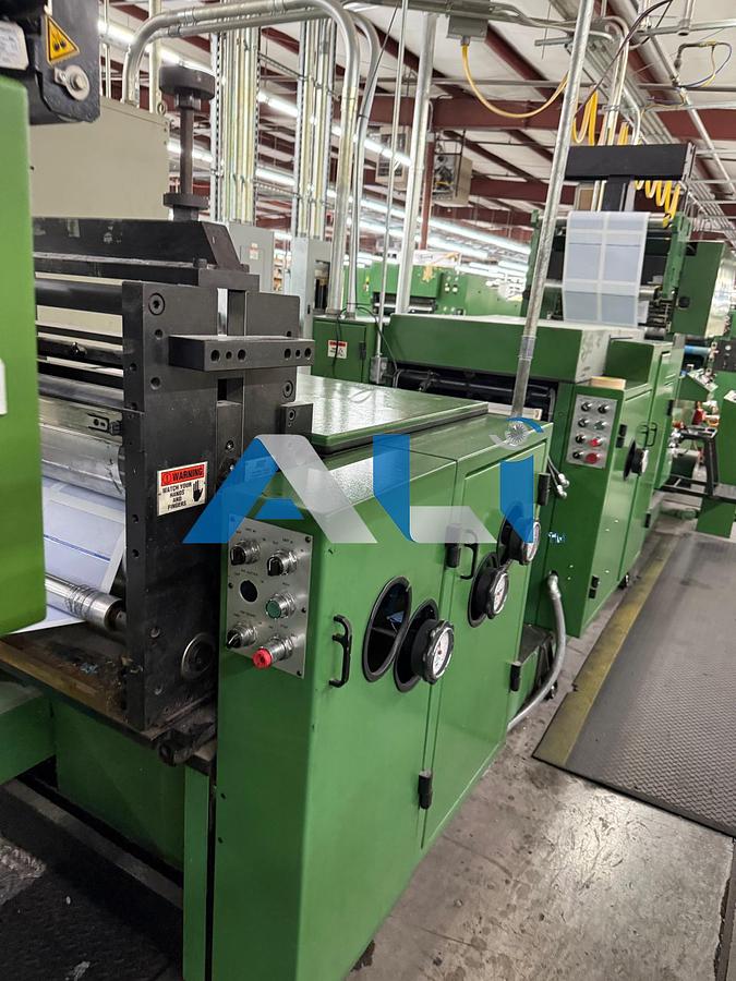 Used 1992 RDP 200 Pressure Sealer Press with Interflex Double Coater 6 Color Press (6 color double numbering front & bock) 22” x 20.5” web width