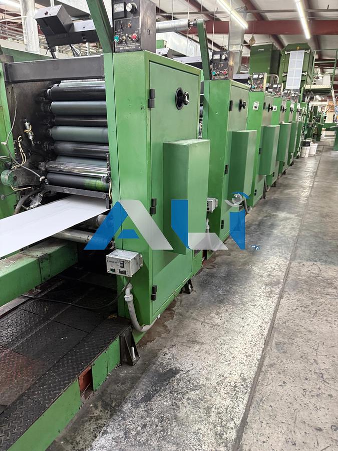 Used 1992 RDP 200 Pressure Sealer Press with Interflex Double Coater 6 Color Press (6 color double numbering front & bock) 22” x 20.5” web width