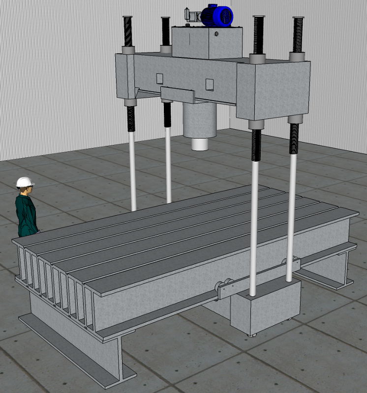 Used 250 Ton A.F.C. Hydraulic Straightening Press; 4 Axis Traveling Gantry Type with Elevating Crown; 4 Column Design