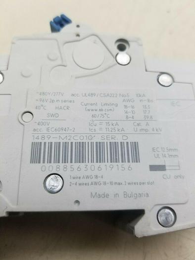 Used ALLEN BRADLEY 1489-M2C010 SER.D 1489-M C 1A