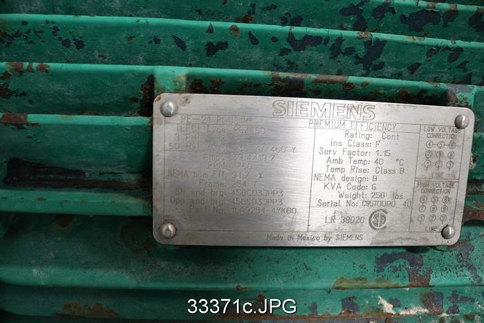 Used Siemens 15HP, 1760RPM, 460 Volts AC Motor #33371