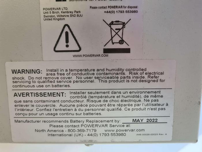 Used Powervar ABCE422-22 UPS Uninteruptable power sypply
