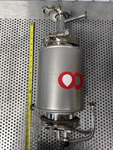 Used Stainless Steel 11" L x 4" Sanitary Fitting Tank w/ 9" Coiled Immersion Element