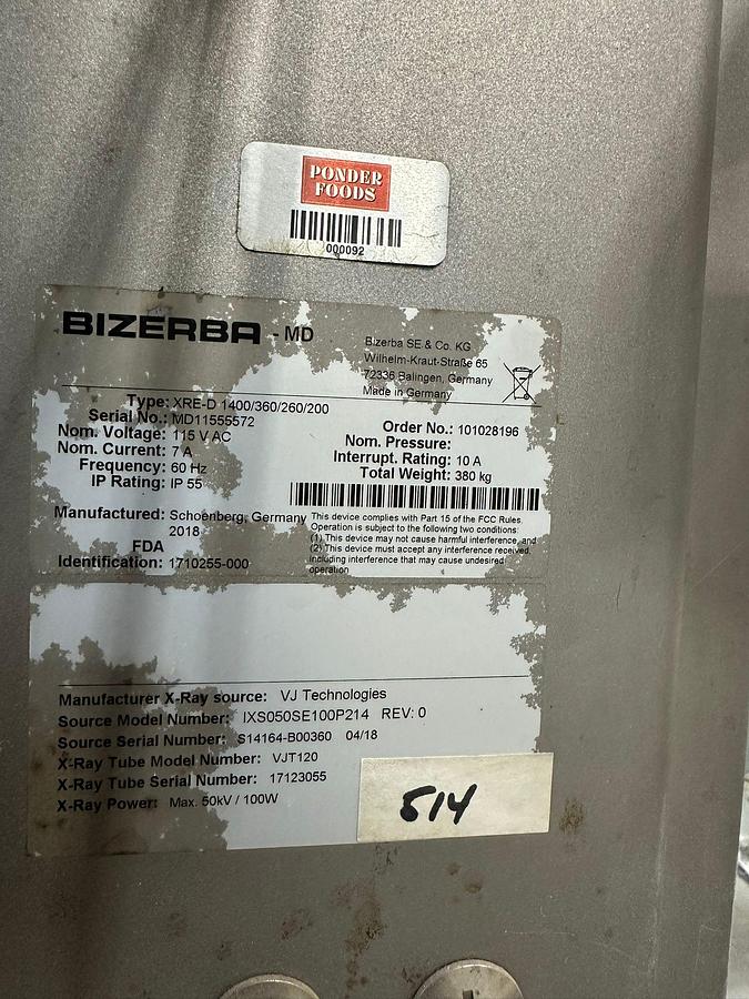 Used Bizerba X-Ray XRE-D 1400/360/260/200 - New Set Up but Never Installed
