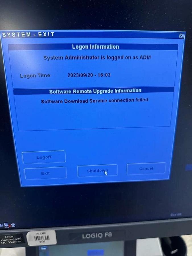 Refurbished 2016 GE LOGIQ F8 Series Ultrasound with  1 Probes, Tested