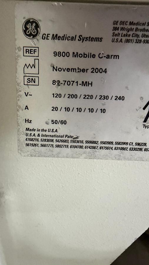 Used 2004 GE  OEC 9800 , C ARM