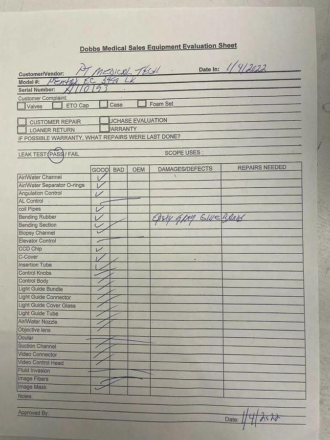 Used Pentax EC-3490LK Colonoscope Endoscope Endoscopy(1315-S13)_