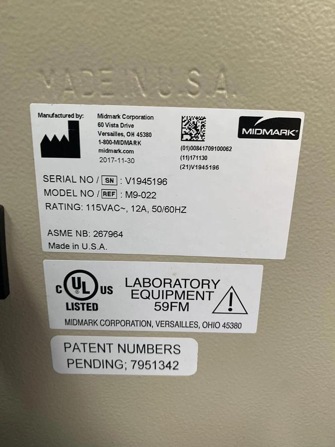 Refurbished 2017 Midmark Ritter M9 Ultraclave Sterilizer / Autoclave 1396 CYCLES