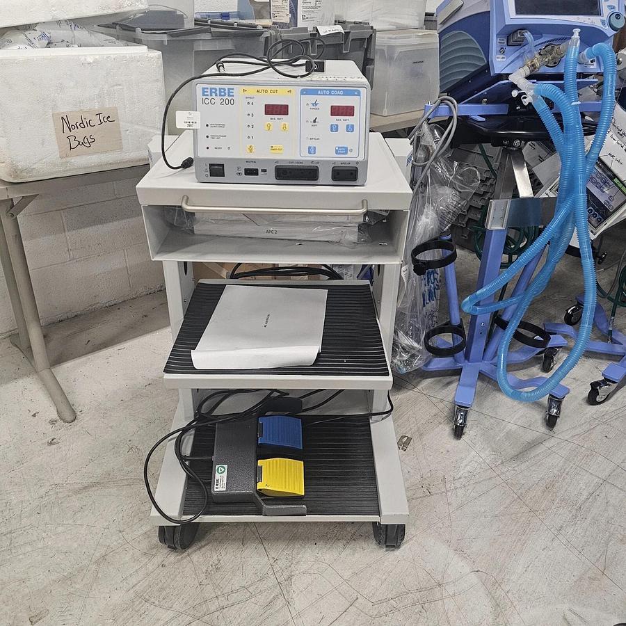 Used Erbe ICC 200 ESU w/ Foot Pedal & Power Cord , Cart