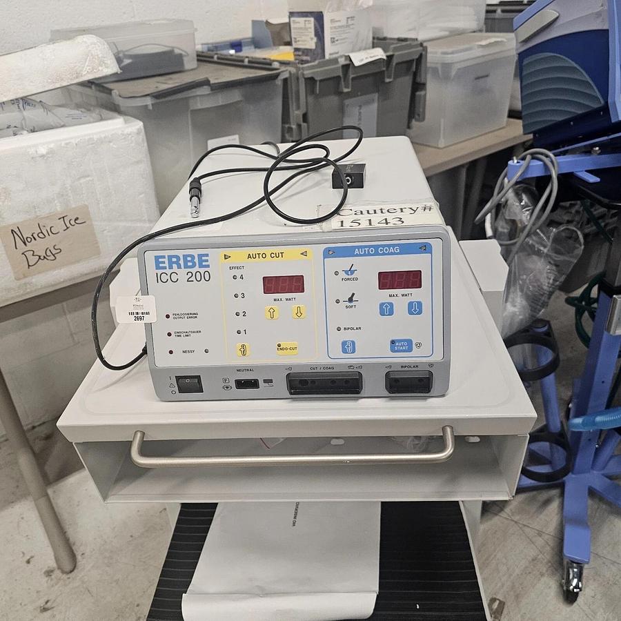 Used Erbe ICC 200 ESU w/ Foot Pedal & Power Cord , Cart