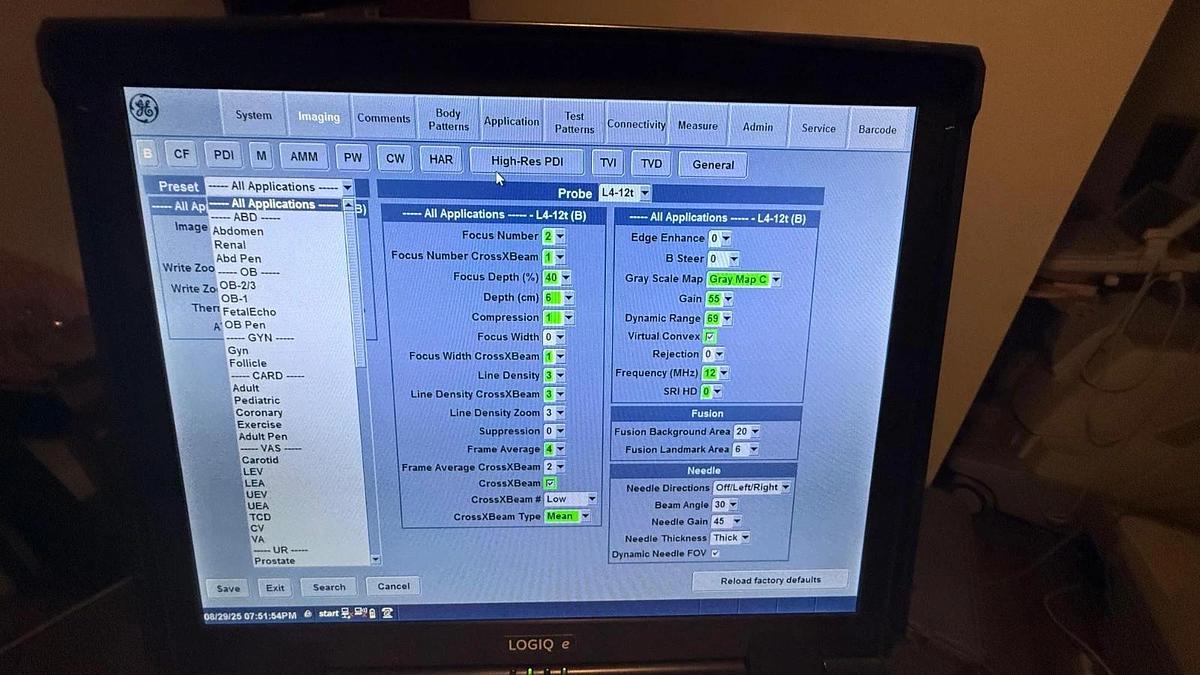 Refurbished Refurbished GE Logiq E ultrasound with  convex L4-12t Or L10-22 Transducer