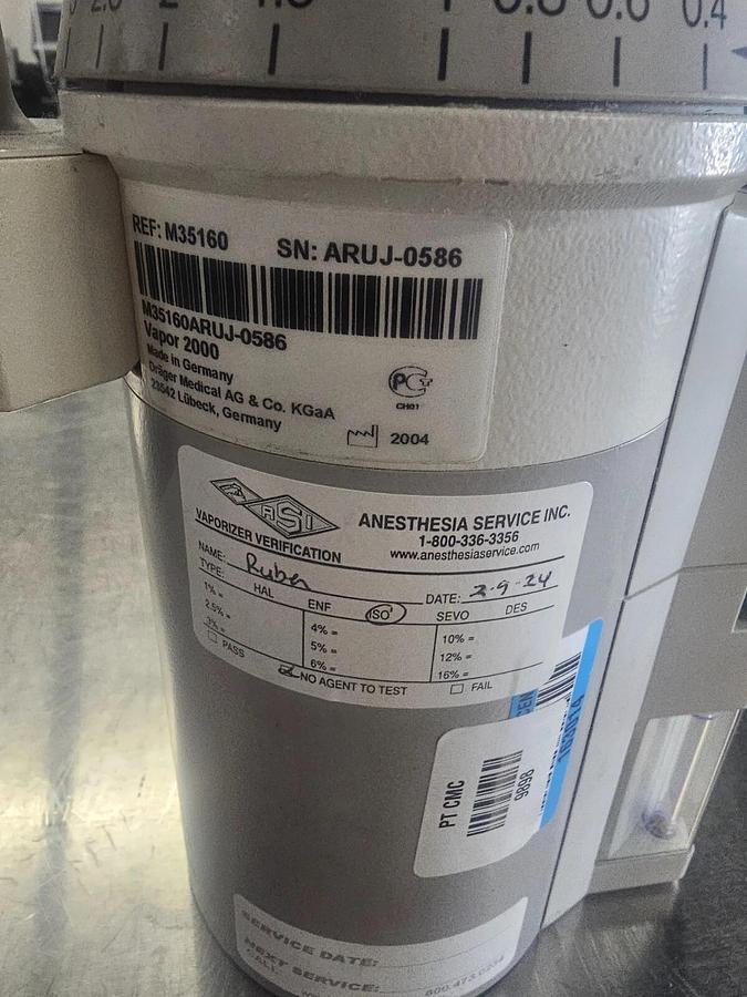 Used Drager D-Vapor 2000 Isoflurane Vaporizer M35160