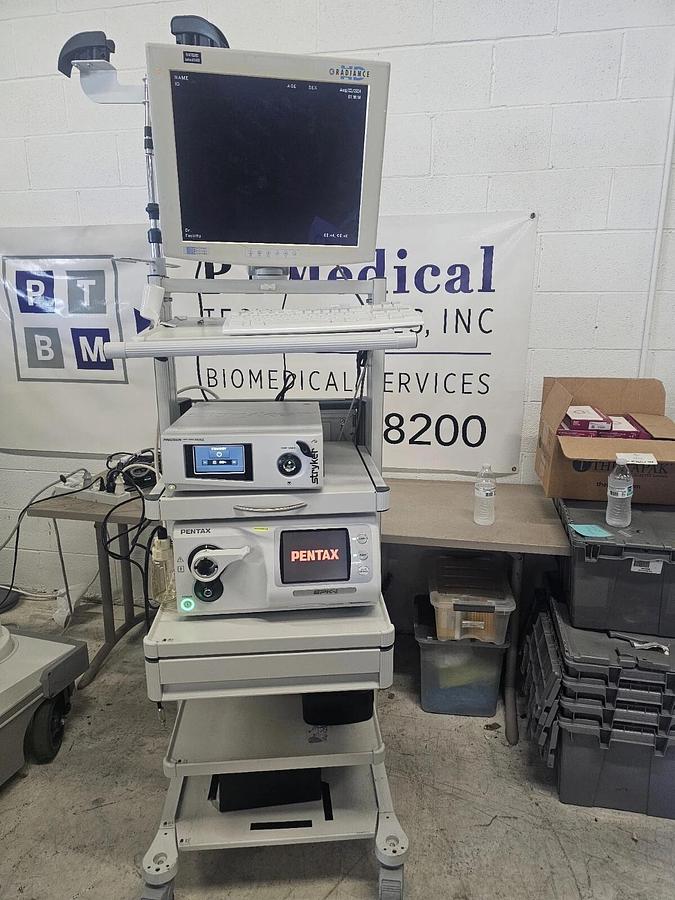 Used Pentax EPK-i Video Processor With KEYBOARD ,Stryker LIGHT SOURCE , monitor, Cart