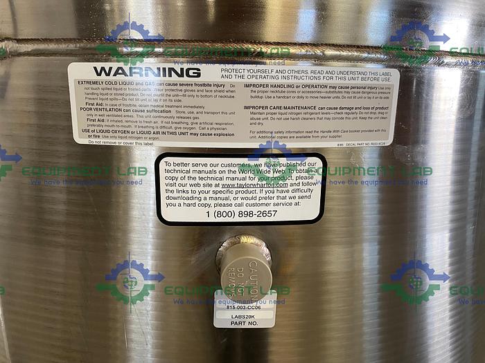 Used Taylor Wharton LABS20K LN2 Liquid Nitrogen Cryogenic Storage w/ Kryos Controller