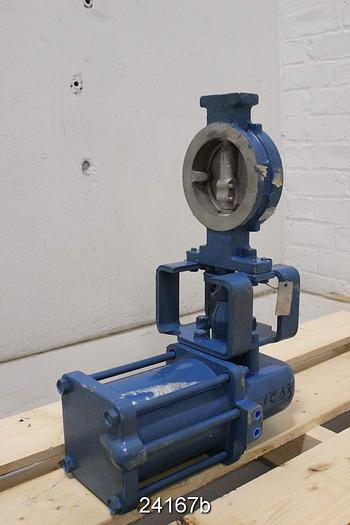 Used Neles Jamesbury  4" Neles Jamesbury Air Operated Butterfly Valve, Stainless Steel Body, Stainless Steel Shaft, Stainless Steel Butterfly, Stainless Steel Seat, 150 Lb Rating, Neles Jamesbury St 200B Actuator, No Positioner #24167