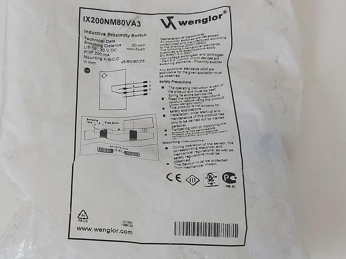 Induktiver Näherungsschalter, IX200NM80VA3, Wenglor neu