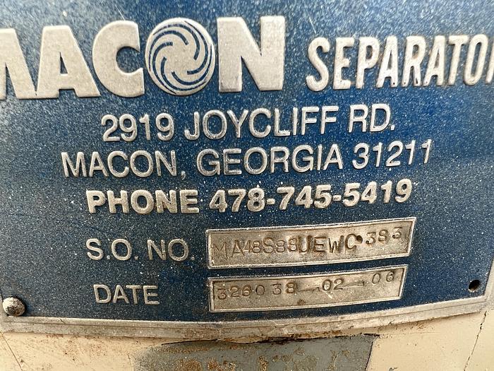 Used Screen, Sweco, 48”, S/st, Single, Macon, Mdl MA48S88UEWC383, 2.5 HP #S744561