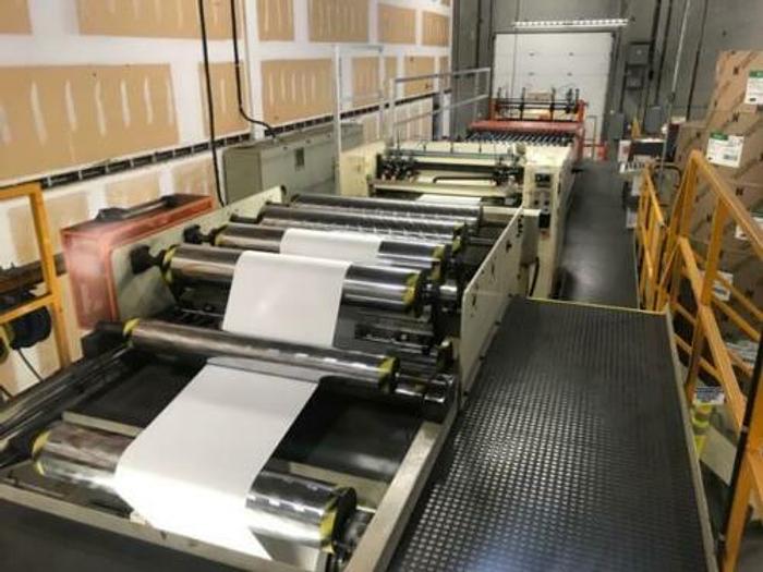 Used 52" PASABAN MODEL KD 1400 ROTARY KNIFE SHEETER W/ TWO SHAFTLESS BACKSTANDS