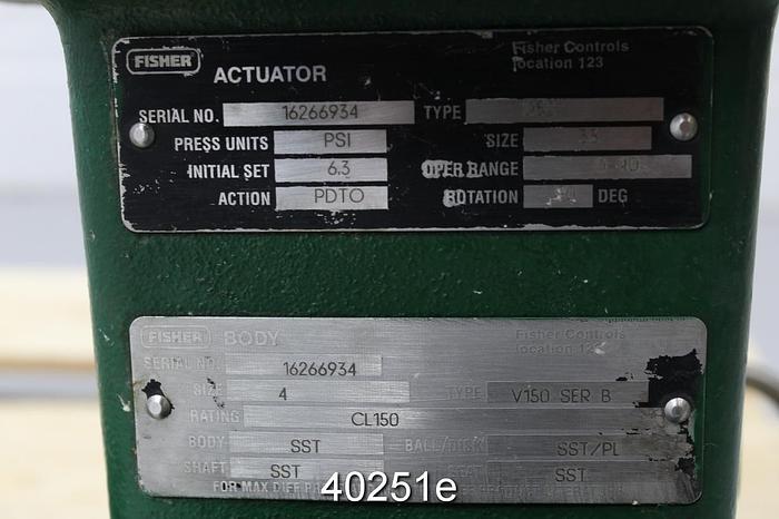 Used Fisher 4" Vee Ball Control Valve, V150 #40251