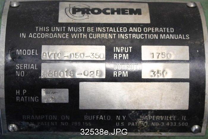 Used Prochem PVTO-050-350 Top Mount Agitator #32538