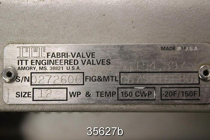 Used Fabri C675316FBU 12" Hand Operated Knife Gate Valve #35627