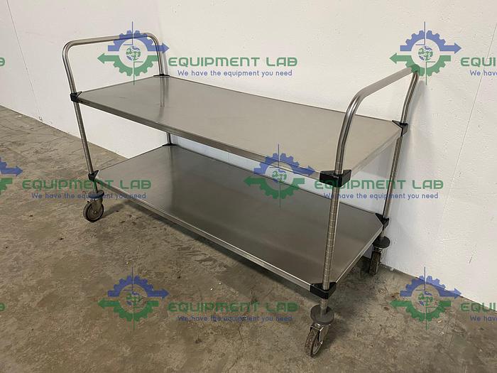 Used Metro  60" W x 24" D x 38" H Two Tier Stainless Steel Rolling Utility Cart