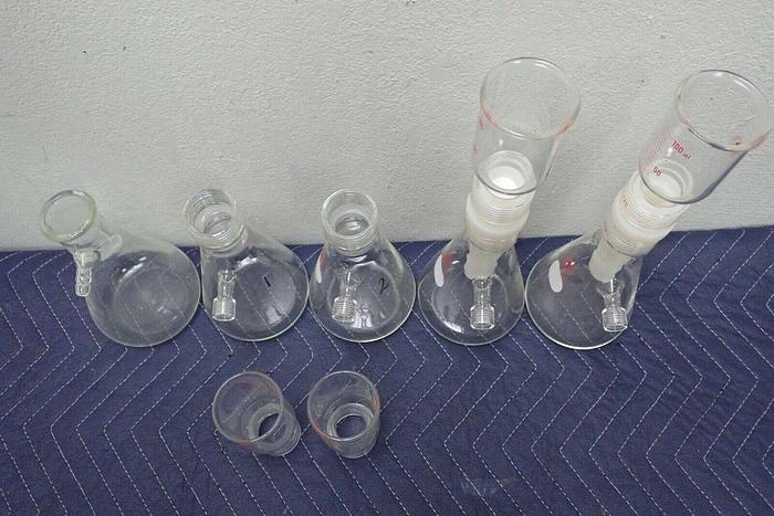 Used Lot of 4 Ace 500mL Flasks w/ #25 Top & Pyrex 5340 Erlenmeyer Filter Flask