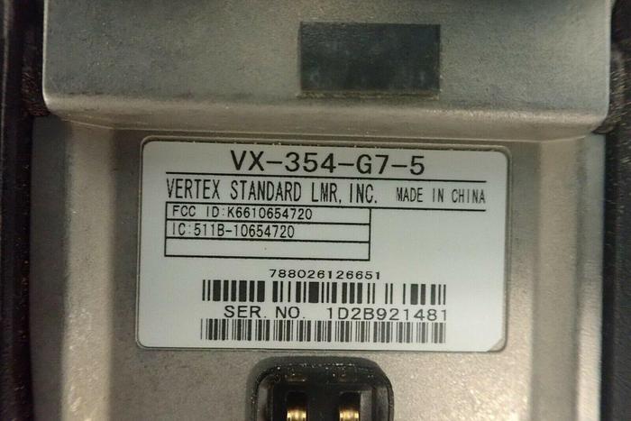 Used Vertex Standard VX-354-G7-5 UHF Two-Way Radio w/ Charger CD-34 & AC Adapter 788026126651