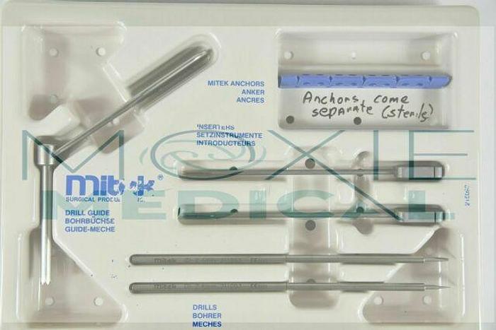Used MITEK SURGICAL PRODUCTS DRILL GUIDE, INSERTERS AND DRILL INSTRUMENT TRAY