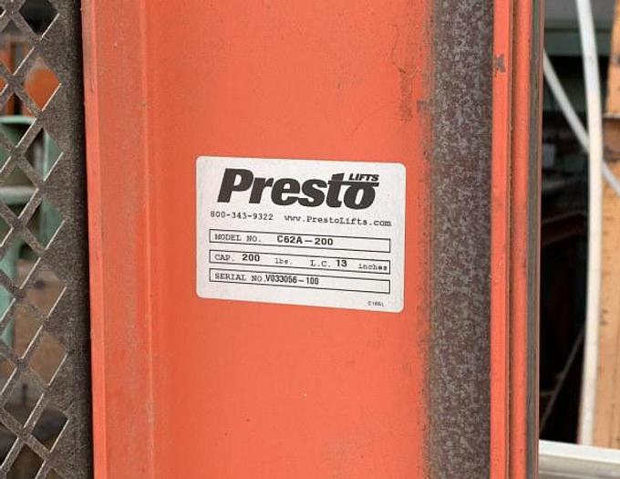 Used PRESTO C62A-200, 13 INCH LOAD-CENTER COUNTERWEIGHT STACKER