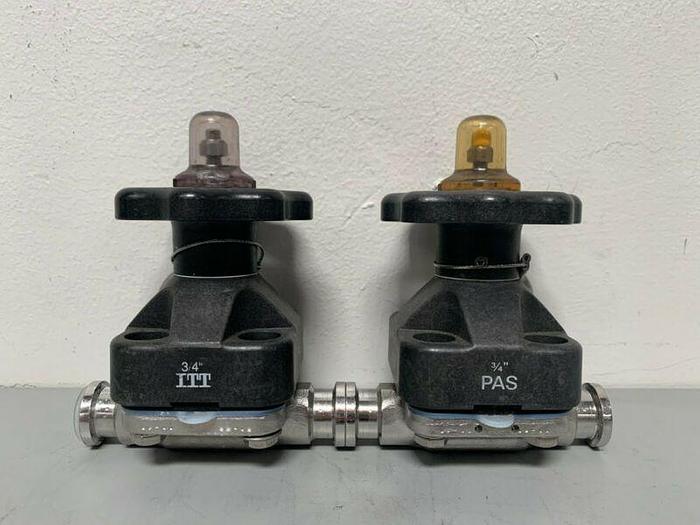 Used ITT Pure-Flo .75-316L-RA20MAX 2-Way Stainless Steel Diaphragm Valve w/ 3/4" Fits
