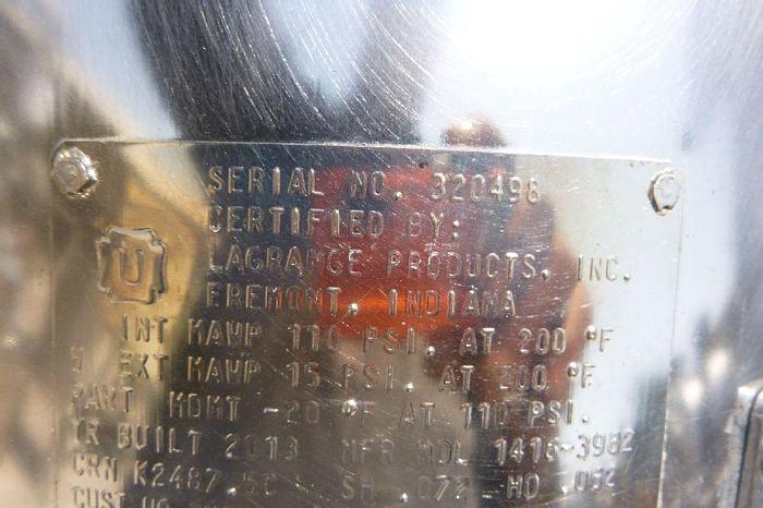 Used Tank, 5 Gallon, S/st, 110 PSI, 14" X 16", Binks #C744079