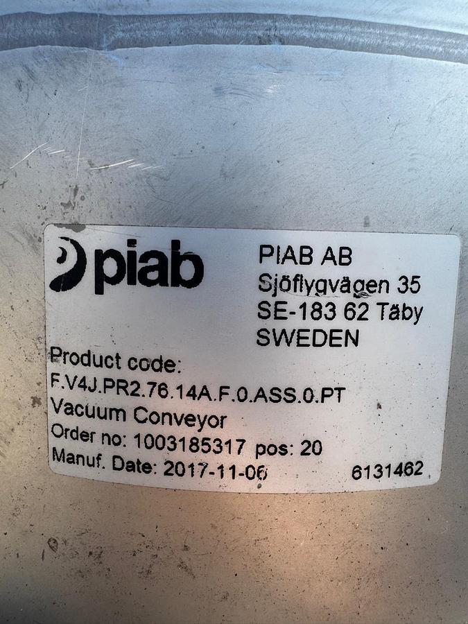 Usado Transferidor a vacuo PIAB , em aço inox - WFA Equipamentos 